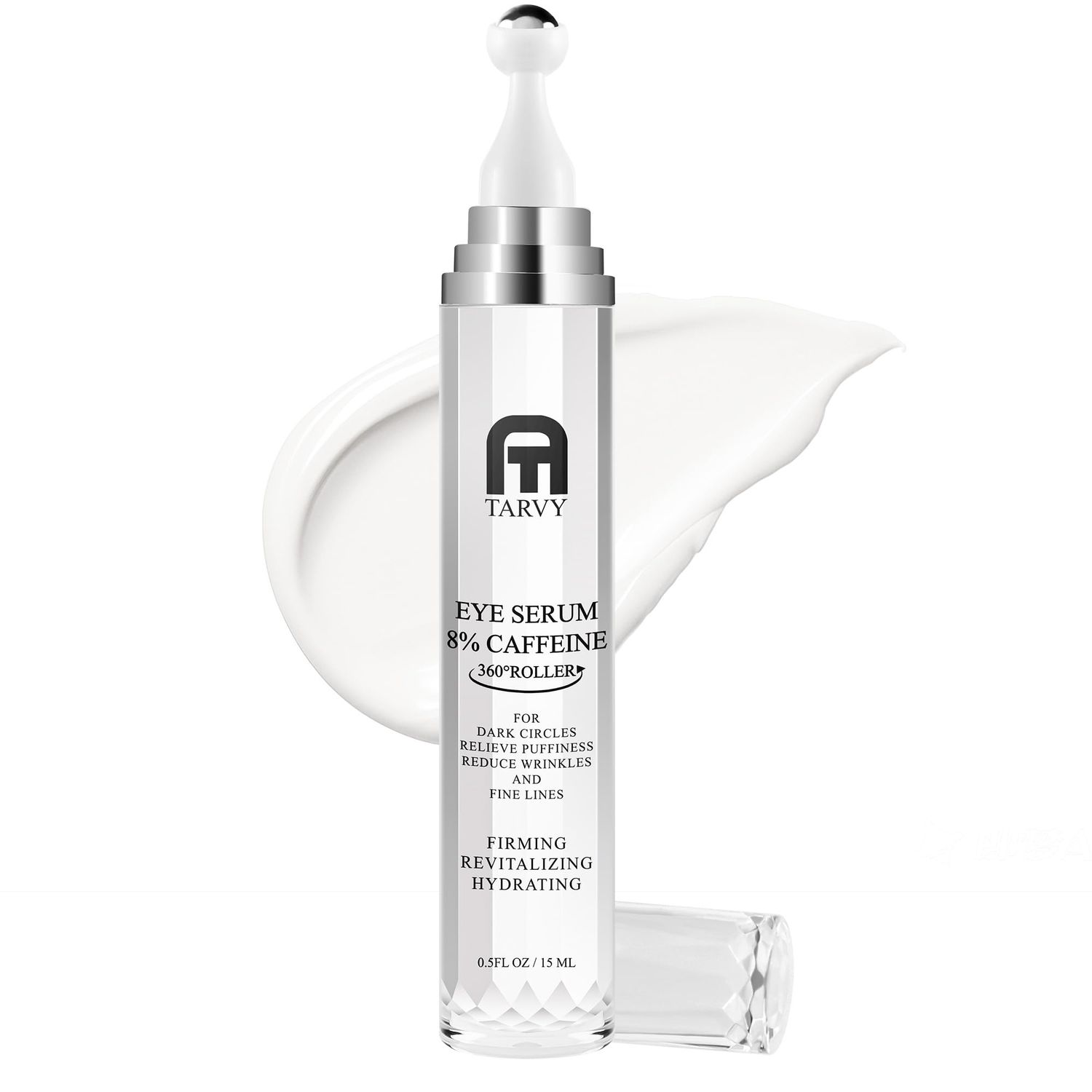 Eye Serum, Under Eye Cream For Dark Circles, 8% Caffeine Eye Serum For Women &amp; Men, Eye Cream Anti Aging With 360 Massage Ball, Eye Cream For Puffiness And Bags Under Eyes, Eye Serum For Fine Lines