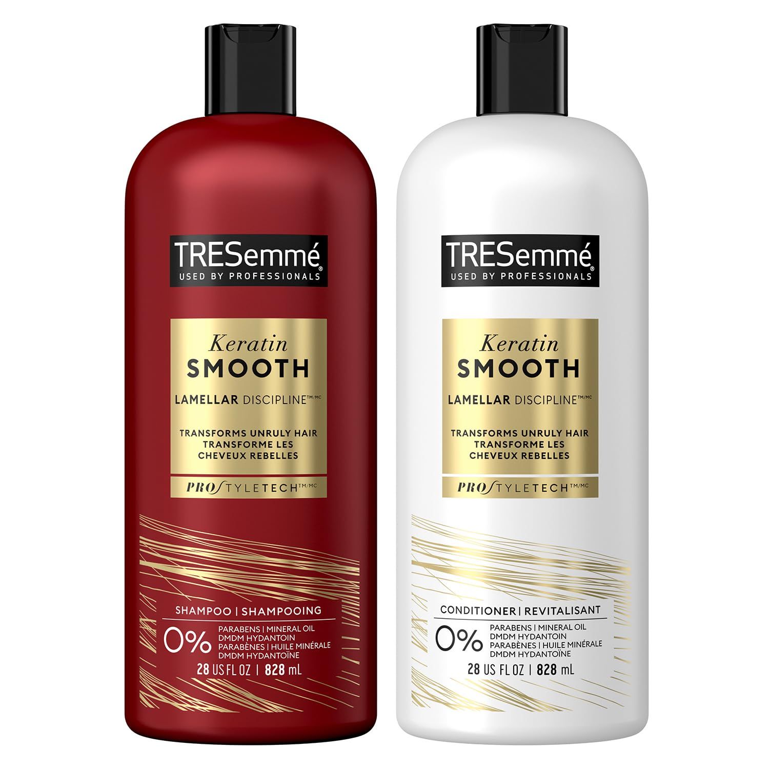 TRESemm Shampoo and Conditioner, Keratin Smooth - Anti-Frizz Hair Products for Sleek Hair, 28 Oz Ea