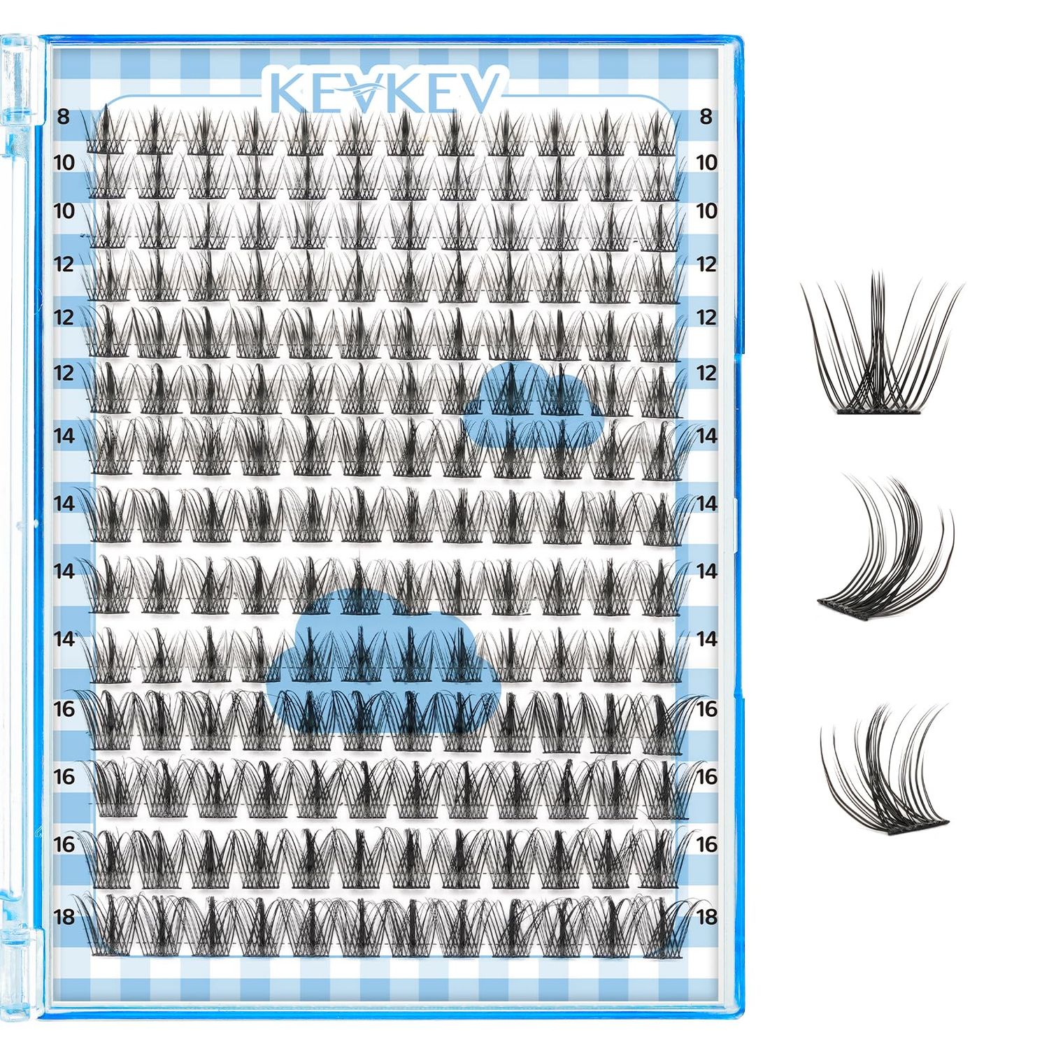KevKev Lash Clusters 168 Pcs Cluster Lashes DIY Lash Extensions Mixed Styles Individual Lashes Eyelash Clusters Thin Band &amp; Soft False Lashes Wispy Natural Lash Extension Clusters (Breeze, D-8-18mix)