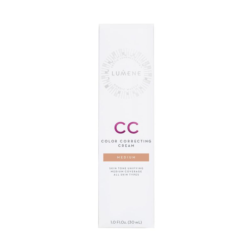 Lumene Color Correcting CC Cream - Lightweight Foundation - Medium Coverage - Redness Reducing Face Makeup for a Glowing Complexion - Vegan Formula  Suitable for All Skin Types - Medium (1 fl oz)