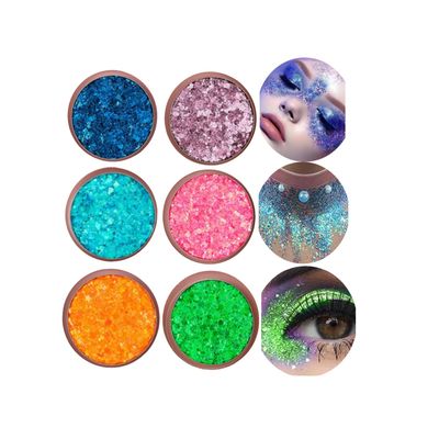 HUDABABY Glitter Eyeshadow Palette for Women - Sparkle and Shine with Sequin Infused Shades (6 Colors-B)