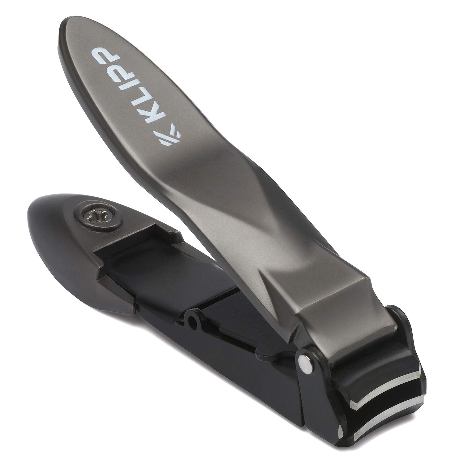 Nail Clippers for Men with Catcher - KLIPP Heavy Duty Razor-Sharp Self-Collecting Nail Cutter, Ergonomic Lever for Fingernails &amp; Toenails, Ideal Gift for Men &amp; Grooming Gifts Includes Ziplock Pouch