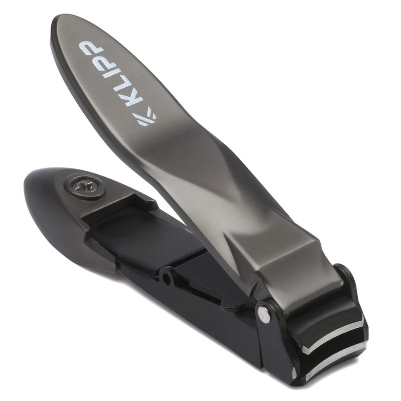 Nail Clippers for Men with Catcher - KLIPP Heavy Duty Razor-Sharp Self-Collecting Nail Cutter, Ergonomic Lever for Fingernails &amp; Toenails, Ideal Gift for Men &amp; Grooming Gifts Includes Ziplock Pouch