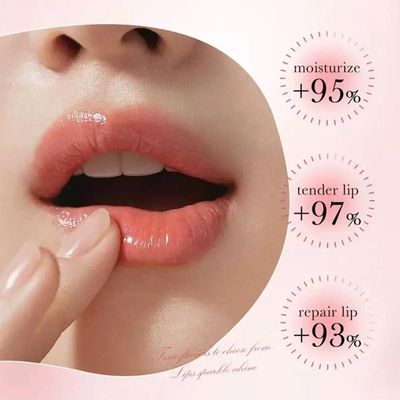 2 PCS Moisturizing Honey Pot Lip Oil Lip Gloss, Natural Honey Sleeping Lip Mask, Lip Balm, Hydrating & Prevention Dry & Cracked Lip Scrubs Exfoliator, Winter Lip Care Products(PeachHoney)
