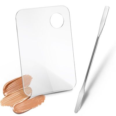 Abeillo Makeup Palette Tray, Acrylic Foundation Palette with Spatula Tool, Makeup Mixing TrayApply for Foundation Eye Shadow Lipsticks Nail Art Professional Pigment Blending