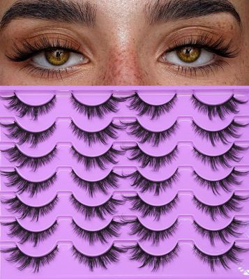 Cat Eye Lashes Wispy 6D Fluffy Fox Lashes Strips 16mm Cateye False Lashes Faux Mink Fake Eyelashes Pack 14 Pairs pestaas postizas for women by EMEDA(HX2-2