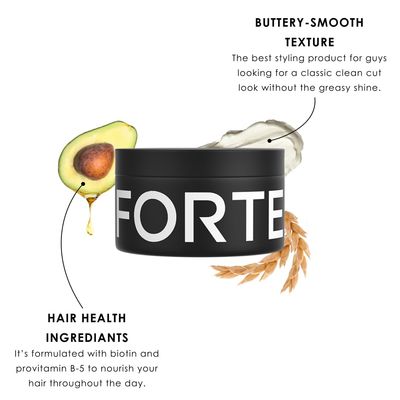 Forte Series Hair Pomade for Men, Medium Flexible Hold, Low Shine, 3 oz, Water Based for Slicked Back Hairstyles, Thick, Non-Greasy, by Alex Costa