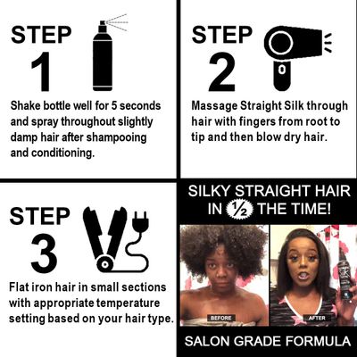 Straight Silk Spray with Moroccan Argan Oil | Hair Straightening Protector & Detangler | Alcohol-Free | Heat Protectant up to 450F | Flat-Iron | Blow-Dry | Unscented | Hair Spray | MADE IN USA (6oz)