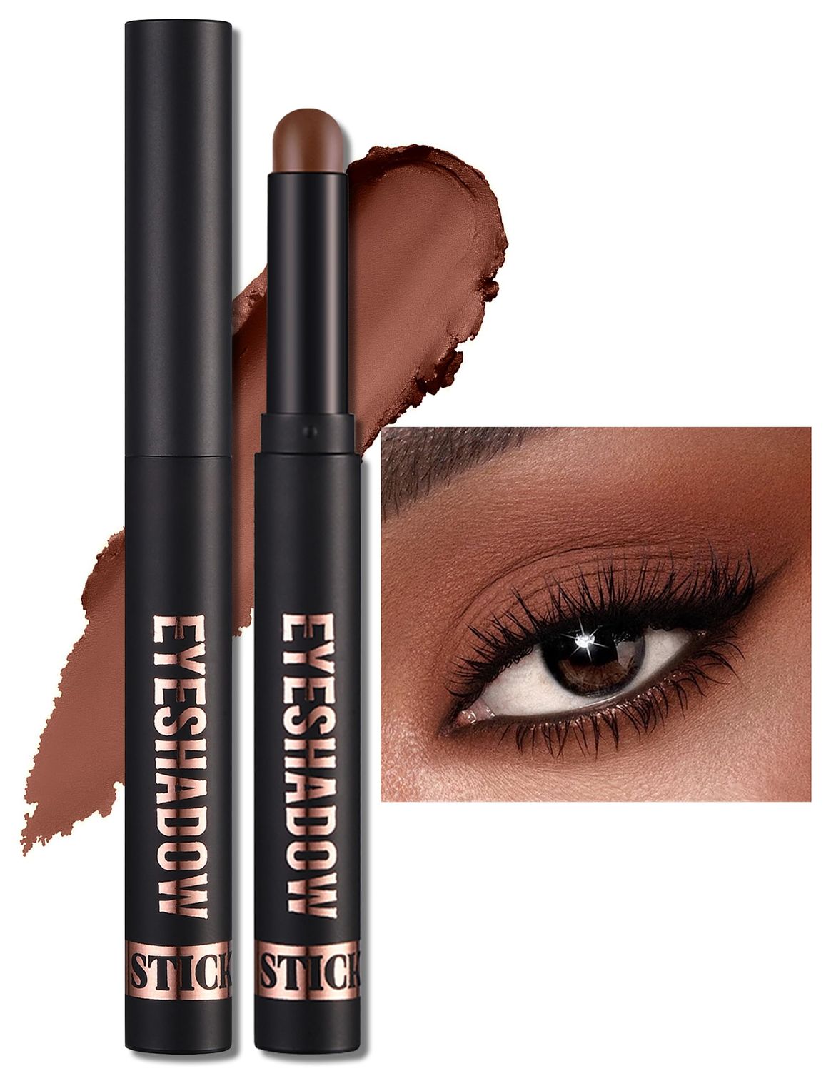 Erinde Waterproof Cream Eyeshadow Stick, Matte Nude Eye Shadow Sticks, Longwear Blendable High Pigmented, Neutral Eye Shadow Sticks Matte for Older Eyes, Smokey Eyeshadow Pencil Crayon, 15 Mocha Matte