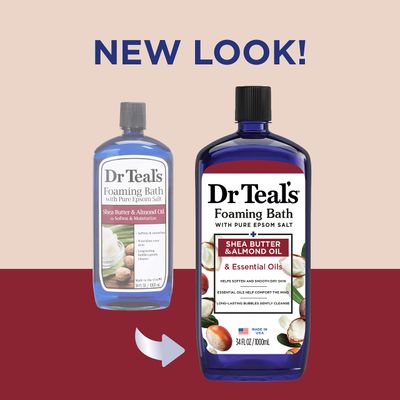 Dr Teal's Foaming Bath with Pure Epsom Salt, Shea Butter &amp; Almond, 34 fl oz (Pack of 4) (Packaging May Vary)