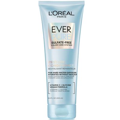 L&#39;Oreal Paris Restore Sulfate Free Conditioner with Antioxidants, Moisturizing Conditioner for Hard Water Exposure and Styling Build-up, EverPure, 6.8 Fl Oz