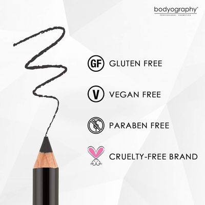 Bodyography Cream Eye Pencil (Onyx) Black Salon Wooden Waterproof Makeup Pencil w Coconut Oil | Long-Wearing, Cruelty-Free, Gluten-Free, Paraben-Free