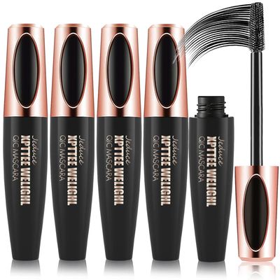 4 Pack 4D Silk Fiber Lash Mascara Extension Voluminous Fiber Mascara Waterproof &amp; Smudge-Proof Mascara Long-Lasting No Flaking Natural No Clumping,All Day Exquisitely Full