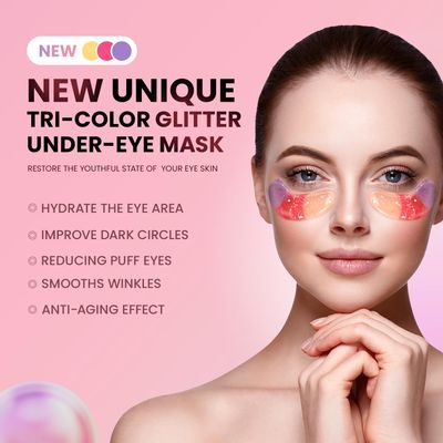 AILEORY Under Eye Patches (24 Pairs)-New Tri-color Glitter Eye Gel Pads for Dark Circles Puffy Eyes,Under eye Bags,Wrinkles|Natural Collagen Under Eye Mask Patches for Women Teen