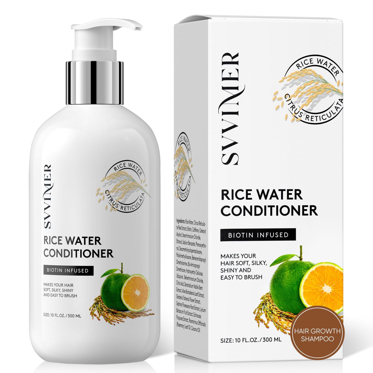 Svvimer Rice Water Hair Growth Conditioner - Thickening Conditioner with Biotin for Hair Loss and Thinning Hair - Sulfate Free for Women and Men 10 Fl Oz (Pack of 1)