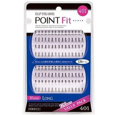 D-UP Natural Flase Eyelashes Extension, Individual Lashes Cluster, 10mm Long for Eye Makeup Made in Japan, 120pc, Point Fit 401