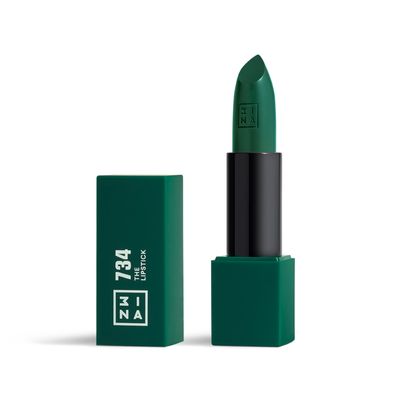 3INA The Lipstick 734 Green - Long Lasting, Smudge Proof, Semi Matte Lipstick for Women - Vanilla Scented, Vegan, Cruelty Free Formula - Waterproof, Moisturizing, Hydrating - 0.16 oz