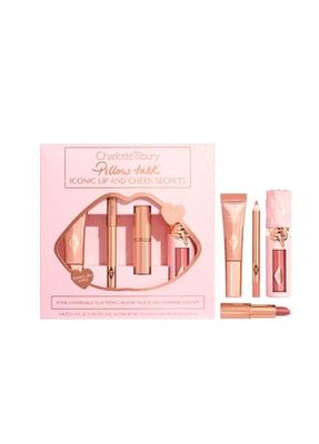 Charlotte Tilbury Pillow Talk Lip Secrets holiday Set - Matte Revolution Lipstick Full Size, Lip Cheat Liner, Collagen Lip Bath Plumper, Jewel Lips Lip Gloss