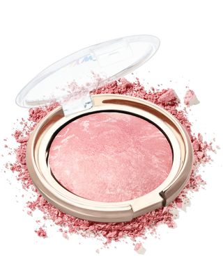 Baked Blush-Brighten Lighting Glow Marbleized Blush Powder Palette, Cruelty-Free Powder Blush, Eyeshadow &amp; Highlight for a Lightweight Shimmery Satin Face Makeup, Gift for Women (0.49Ounce)-01#Peachy