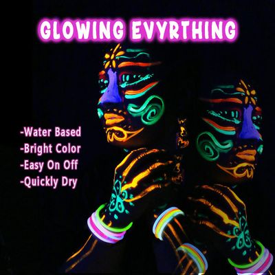 Depvision 8 Colors Glow in the Dark UV Face and Body Paint Palette Water Based Neon Blacklight Water Activated Washable Reactive Fluorescent for Christmas Halloween Party Non-toxic