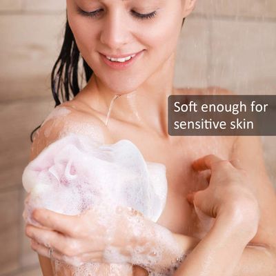 Novosun Loofah Bath Sponge Luffa Loofa Body Scrubber Soft Mesh Pouf Wash Puff Shower Puff Shower Ball Exfoliating Shower Sponge Pack of 4 (60gpcs)