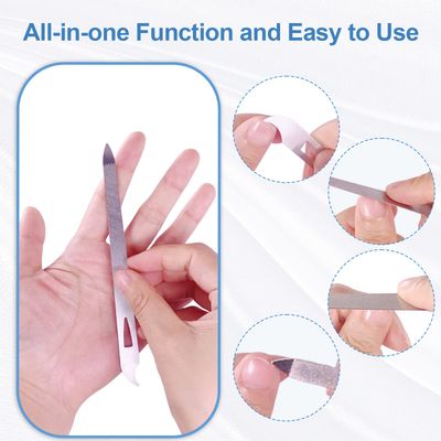 Nail Files for Natural Nails (6 Pack), Metal Nail File 5.5 Stainless Steel Thin Durable Nail Filer with Curved Sharp Pointed Tip Double Sided Manicure Pedicure Toenails Tools