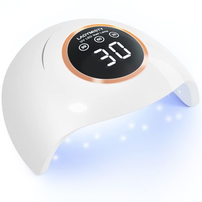 LadyMisty 72W UV LED Nail Lamp Light Dryer for Nails Gel Polish with 18 Beads 3 Timer Setting &amp; LCD Touch Display Screen, Auto Sensor, Professional Nails, White