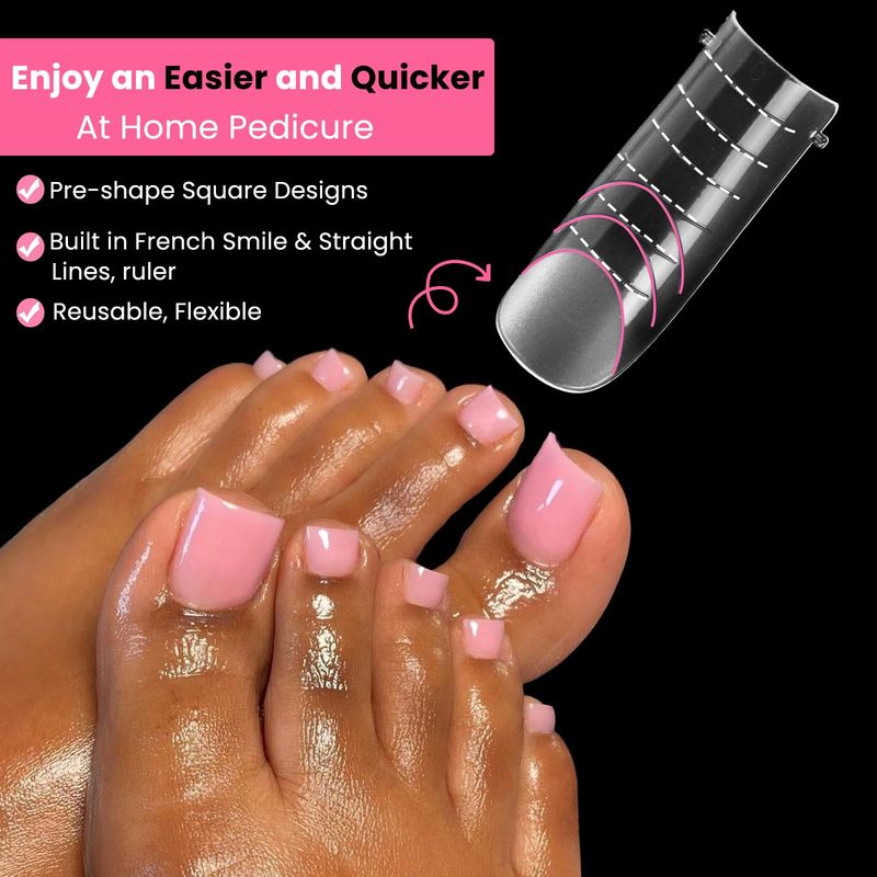 GlimightyX Polygel Nail Forms Kit for Toes , Toenail Dual Forms Reusable for Polygel with 1.35oz Nail Slip Solution Anti-Stick,with Dual-Ended Brush,Nail File and Nail Clips,12 Sizes 120Pcs