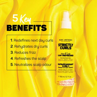Marc Anthony Strictly Curls Hairspray For Curly Hair, 5-In-1 Refresher - Nourishing Formula For Moisturized, Refreshed &amp; Healthy Scalp &amp; Hair From Root To Tip - 5.7 fl oz