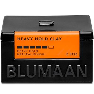 BluMaan Heavy Hold Clay - Men&#39;s Extra Strong Hold Hair Clay Creates Texture and Volume (2.5 oz) - Natural Matte Finish with Organic Oils - Controls Coarse,Thick, Unruly Hair