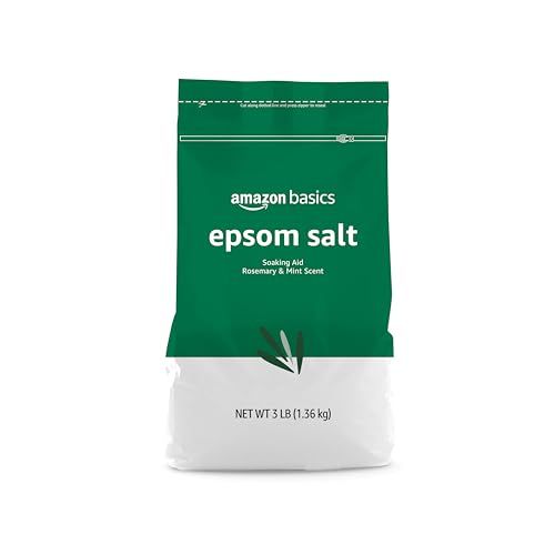Amazon Basics Epsom Salt Soaking Aid, Rosemary &amp; Mint Scent, 3 pound (Pack of 1) (Previously Solimo)