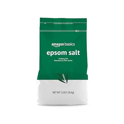 Amazon Basics Epsom Salt Soaking Aid, Rosemary &amp; Mint Scent, 3 pound (Pack of 1) (Previously Solimo)