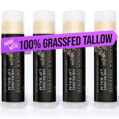 Manuka Defense Healing Lip Balm, Intensive Moisture Therapy, Manuka  Tea Tree | Cooling Peppermint | Chapped Lip Relief, Cracked Lips Treatment Repair, Pack Of 4-0.15 oz Tube