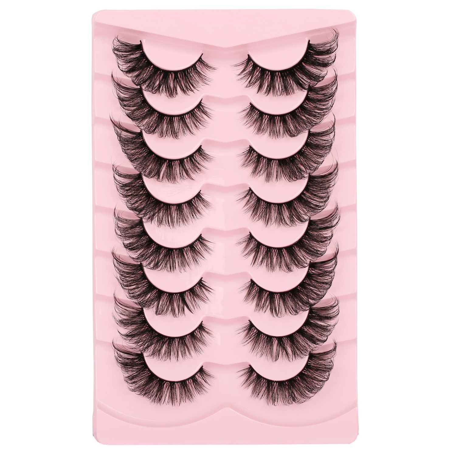 Gmagictobo False Eyelashes Fluffy Wispy Cat Eye Lashes Natural Look Fake Eyelashes Crisscrossed 3D Fox Eye Faux Mink Lashes 8 Pairs