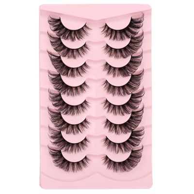 Gmagictobo False Eyelashes Fluffy Wispy Cat Eye Lashes Natural Look Fake Eyelashes Crisscrossed 3D Fox Eye Faux Mink Lashes 8 Pairs