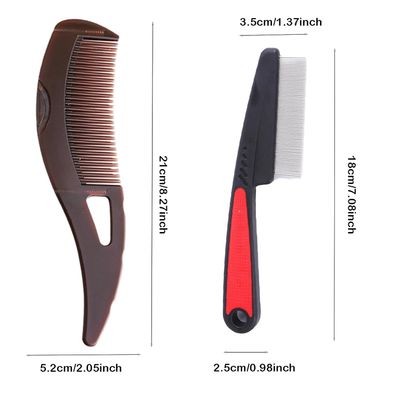 Dandruff Comb, Stainless Steel Fine Tooth LiceFlea Comb, Psoriasis Comb, Scalp Oil Buildup Removal Wide Hollow Tooth Button Hairbrush for Scalp Massage Care for Man Women and Kids, Set of 2 (Blue)