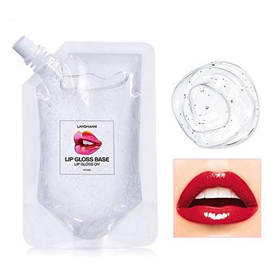 2Pack DIY Homemade Moisturizing Lip Gloss Base, Lip Makeup Primer Basic Lipstick Material, Natural Non-stick Clear Lip Gloss Base Making Lip Gloss Supplies, 2Pack 100ml (Transparent)