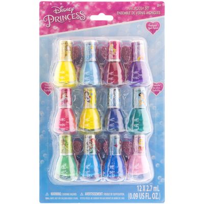 Townley Girl Disney Princess Non-Toxic Water-Based Peel-Off Quick Dry Nail Polish with Nail Separators|Gift Kit Set for Kids Girls|14 Pc Set - Perfect for Parties, Sleepovers and Makeovers