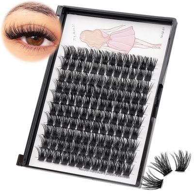 Bodermincer 120 Clustersbox Wide Cluster 3D Effect Glue Bonded Cluster Eyelashes Individual Eyelash Extension Eyelashes Bunches False Eyelashes Home Eyelash Extension (18MM)