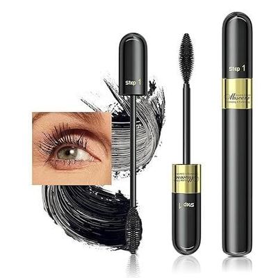 Waterproof Tubing Mascara Black, Long-Lasting 2-1 Mascara for No Flaking, No Clumping and Natural Effect Eye Make up, Black Mascara for Fuller, Vegan &amp; Cruelty-Free