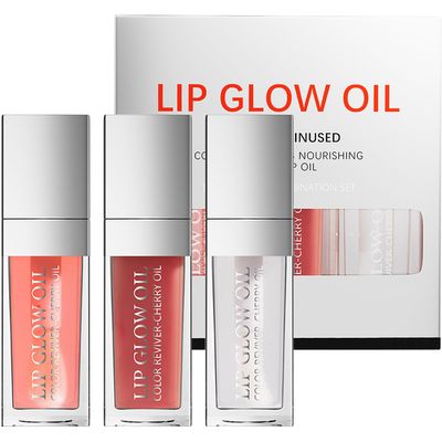 3 Colors Tinted Plumping Lip Oil Gloss Set, Fat Lip Oil Drip Lip Glow Oil,Ultra-Hydrating &amp; Nourishing Lip Care Lip Tint, Smooth Glossy Shiny Transparent Lip Gloss Plumping Lip Care (SET B)