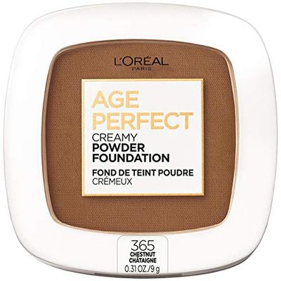 LOral Paris Age Perfect Creamy Powder Foundation Compact, 365 Chestnut, 0.31 Ounce