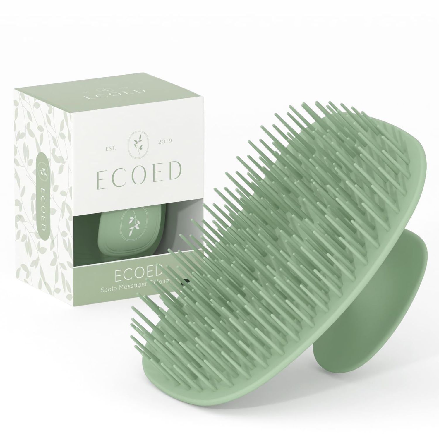 ecoed Scalp Massager Shampoo Brush,Scalp Scrubber for Dandruff Removal, Scalp Care Hair Brush Wet &amp; Dry detangler for Men and Women.Suitable for Short Medium Hair(Green)