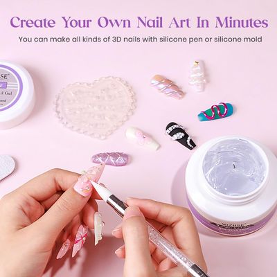 MIZHSE Solid Builder Gel for Nails, 60g Large Capacity Clear Hard Gel for Nails 3D Sculpting Gel Non-Sticky Hand Carving Gel U VLED Nail Extension Gel with 3D Silicone Mold Nail Art Salon Home DIY