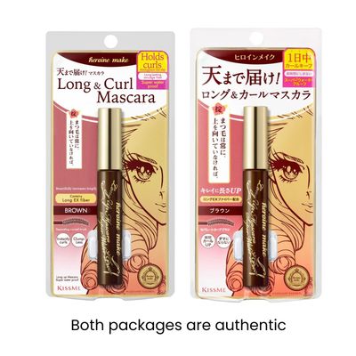 HEROINE MAKE by KISSME Mascara Duo Set | 2 Full-Size - Waterproof &amp; Lengthening &amp; Volume Fiber Tubing Mascara Brown  Gentle Eye Makeup Remover for Waterproof Mascara, Fast-Acting Cleanser