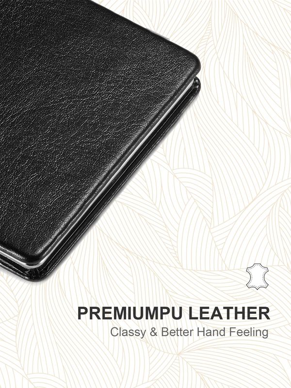 OMIRO Compact Mirror, Classical PU Leather 1X3X Magnification, Pocket Ultra Portable for Purses and Travel (Black)