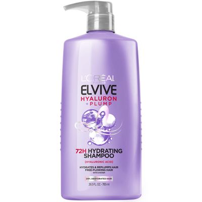 L&#39;Oreal Paris Elvive Hyaluron Plump Hydrating Shampoo for Dehydrated, Dry Hair Infused with Hyaluronic Acid Care Complex, Paraben-Free, 26.5 Fl Oz (Packaging May Vary)