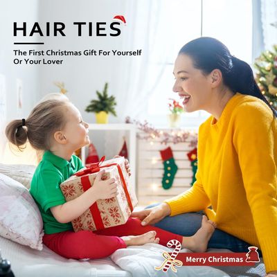 100PCS Black Hair Ties for Women Girls, Seamless Thick Black Hair Band, Elastic Hair Ties No Damage Ponytail Holder, Christmas Accessories Gifts