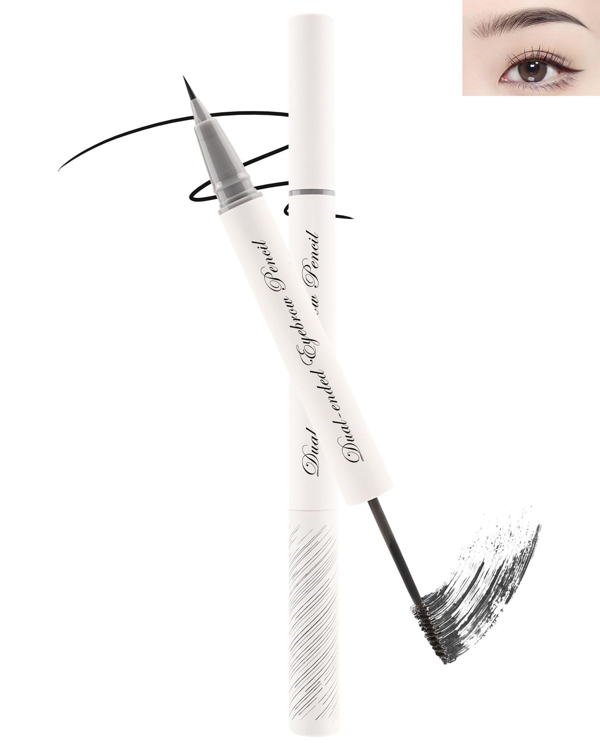 Eyebrow Pencil Tinted Brow Gel,2Pcs 2-in-1 Black Brow Glue &amp; Microblading Liquid Eyebrow Eyeliner Pen, Fast Sculpt Fill in Brow,Longlasting Waterproof Eye Makeup Pen, Eyebrow Filler for Women Girl-01#
