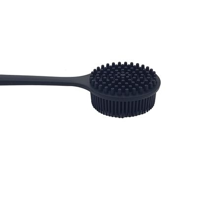 DNC Back Scrubber for Shower Soft Silicone Bath Body Brush with Long Handle (Black)